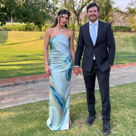 Simkhai Hansel Marble Printed Satin Gown - Picture 6 of 7